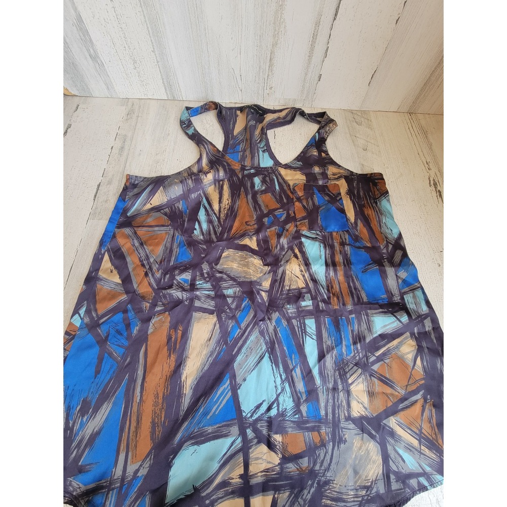 Akira Black label abstract blue silk tank top women's apparel summer clothing